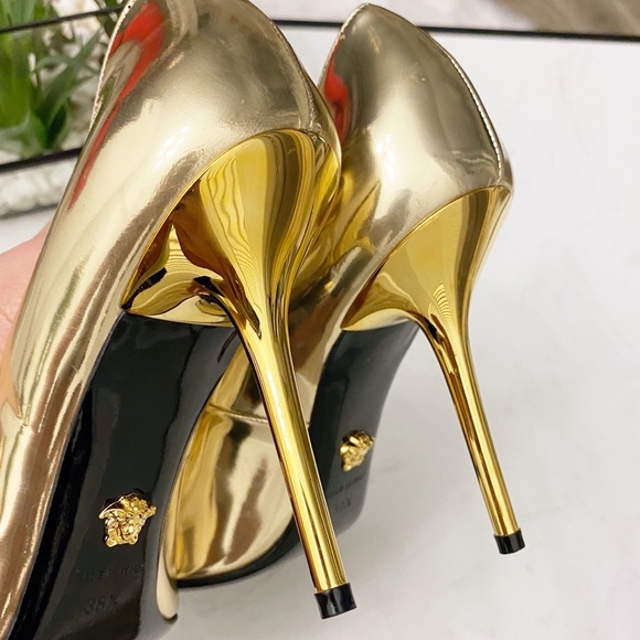 SOLD ✘ Versace Medusa Palazzo Gold High Heels - Picture 10 of 12